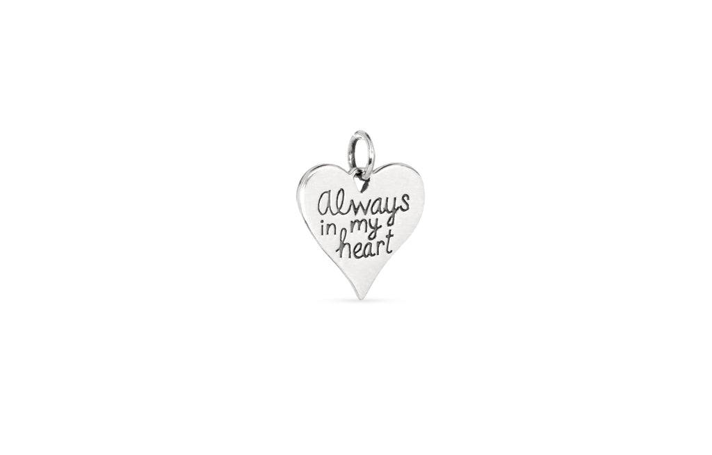 Sterling Silver 'Always In My Heart' Charm 16.5x13.7mm - 1pc