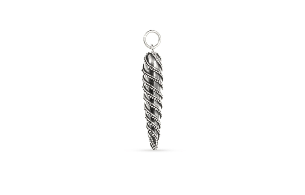 Sterling Silver Large Pod Charm With Swirl Pattern 32.6x6.5mm - 1pc