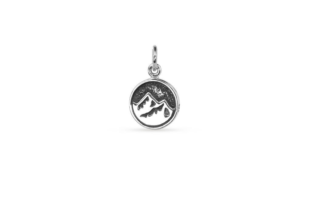 Sterling Silver Earth And Mountain Symbol 16.5x10.3mm Charm - 1pc
