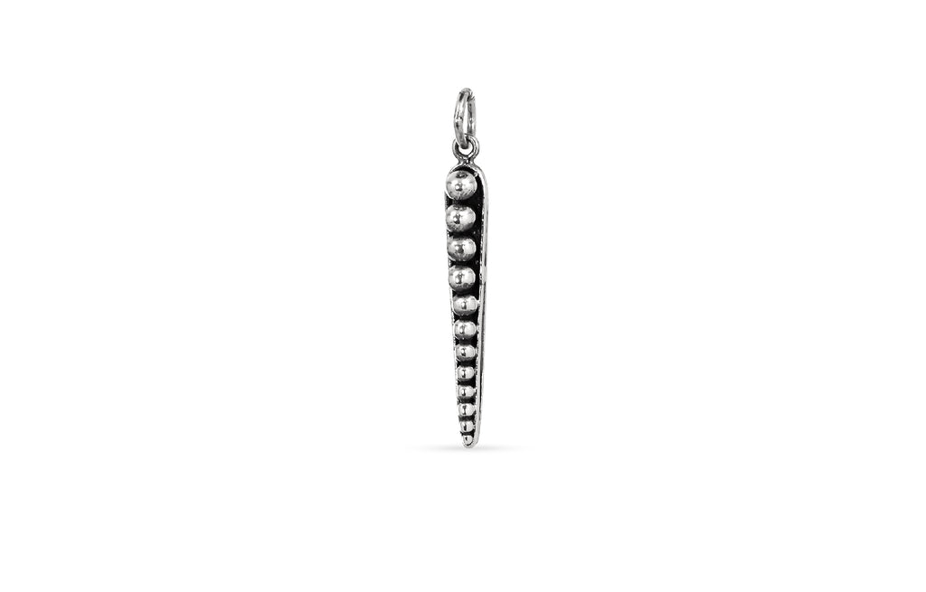 Sterling Silver Long Granulated Spike Charm 32x4mm - 1pc