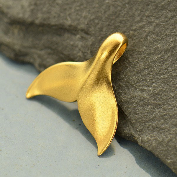Satin 24Kt Gold Plated Sterling Silver Whale Tail 15x14.75mm - 1pc