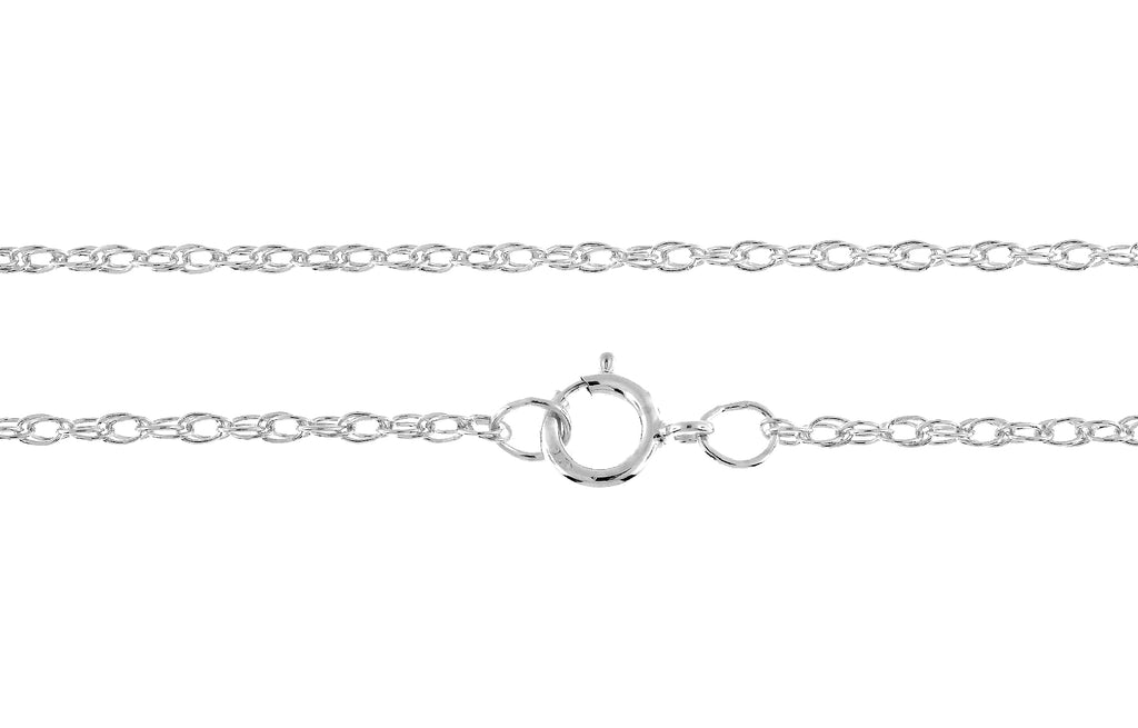 Sterling Silver 14" 1.2mm Rope Chain With Clasp - 1pc