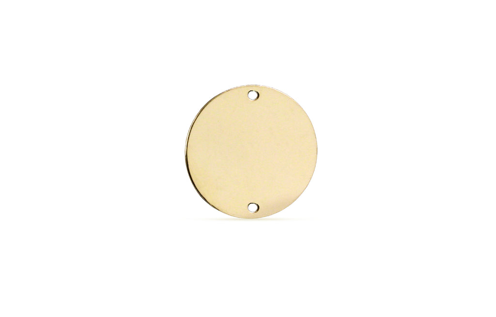 14Kt Gold Filled Stamping Disc 2-Hole Round Blank 11mm, 24 Gauge - 2pcs/pack
