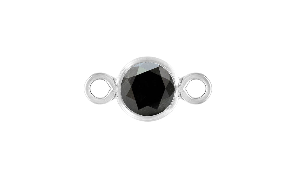 Sterling Silver 3mm Black 3A CZ Bezel Connector - 4pcs/pack