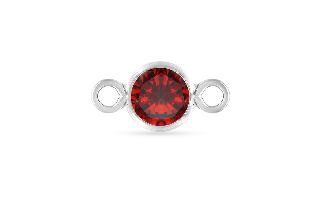 Sterling Silver 3mm Ruby 3A CZ Bezel Connector - 4pcs/pack