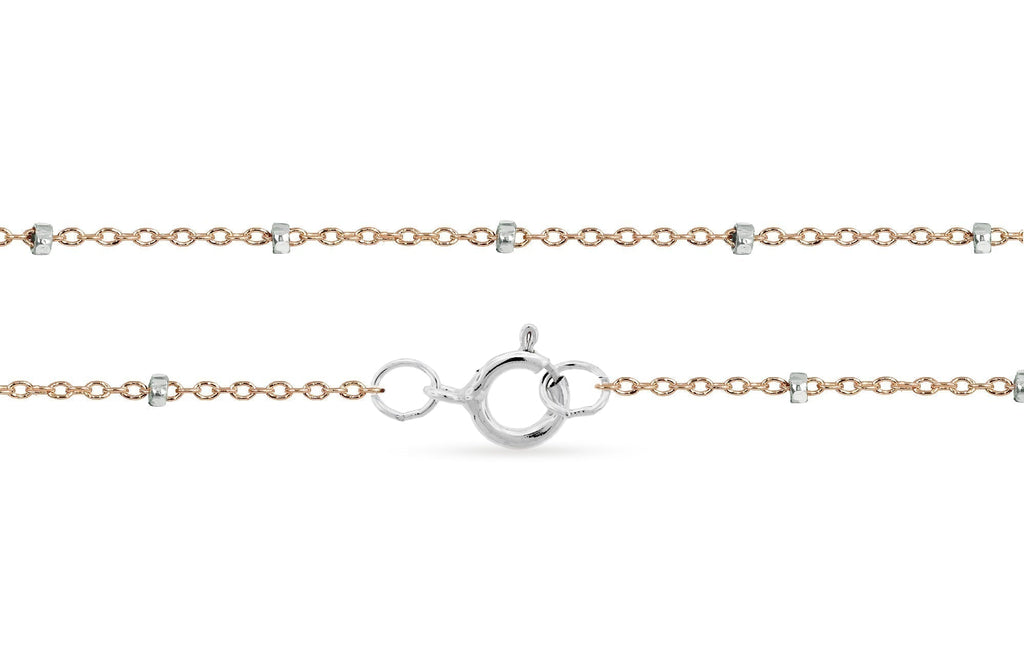 14Kt Rose Gold Filled 1.4x1mm  Satellite Chain Silver Bead 22"  - 1pc
