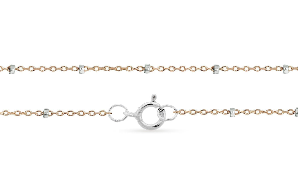14Kt Rose Gold Filled 1.4x1mm  Satellite Chain Silver Bead 30" - 1pc