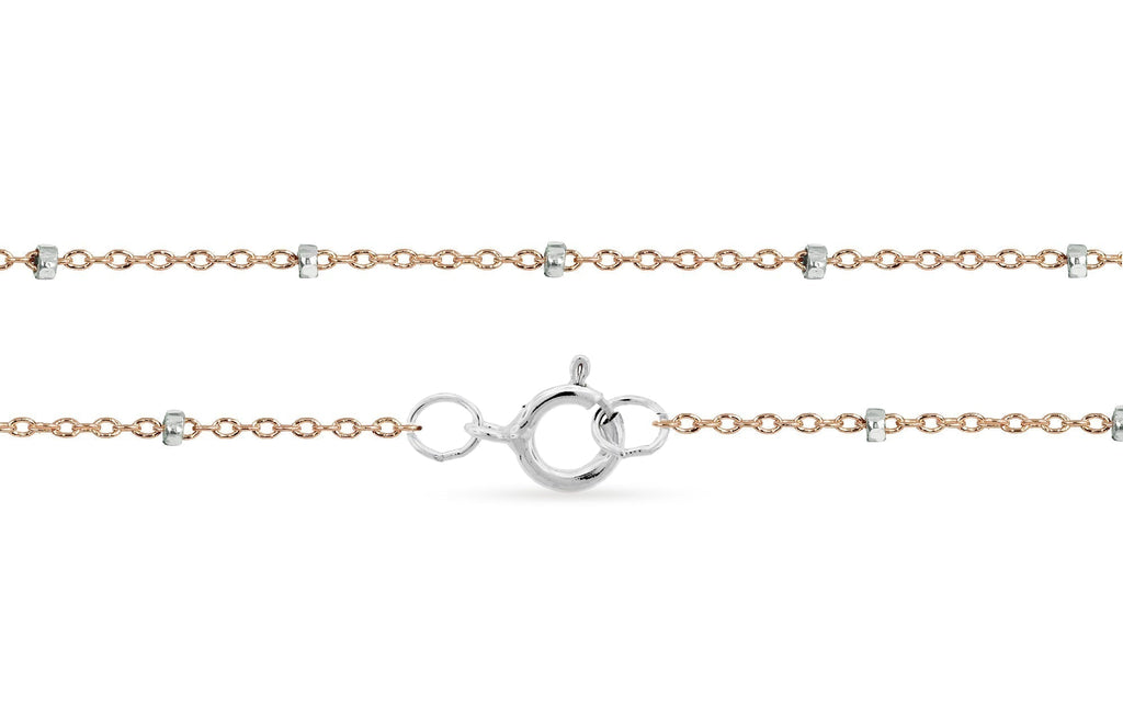 14Kt Rose Gold Filled 1.4x1mm  Satellite Chain Silver Bead 18"  - 1pc