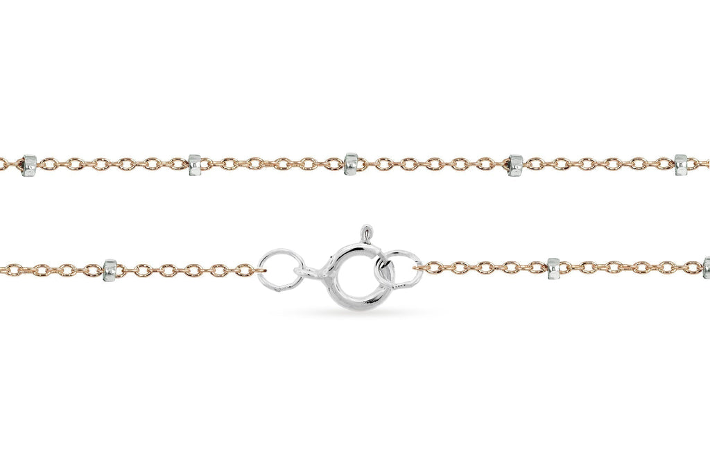 14Kt Rose Gold Filled 1.4x1mm  Satellite Chain Silver Bead 36" - 1pc