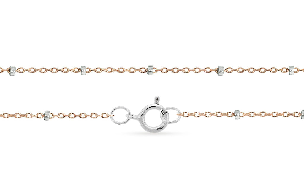 14Kt Rose Gold Filled 1.4x1mm  Satellite Chain Silver Bead 14"  - 1pc