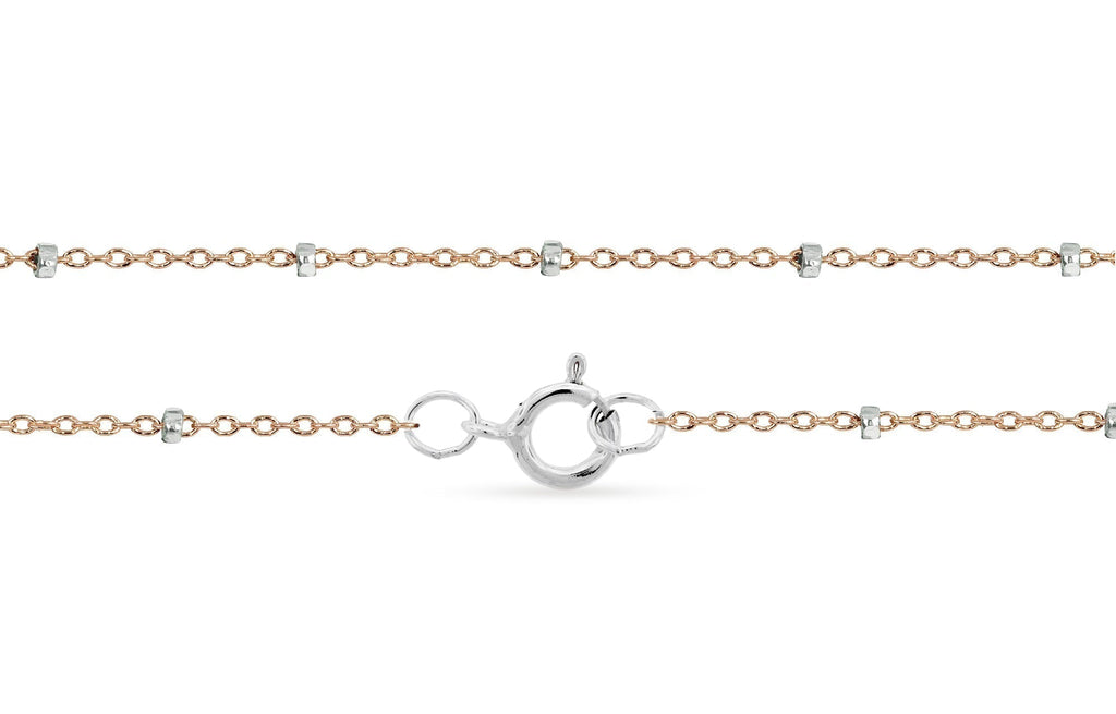 14Kt Rose Gold Filled 1.4x1mm  Satellite Chain Silver Bead 20" - 1pc