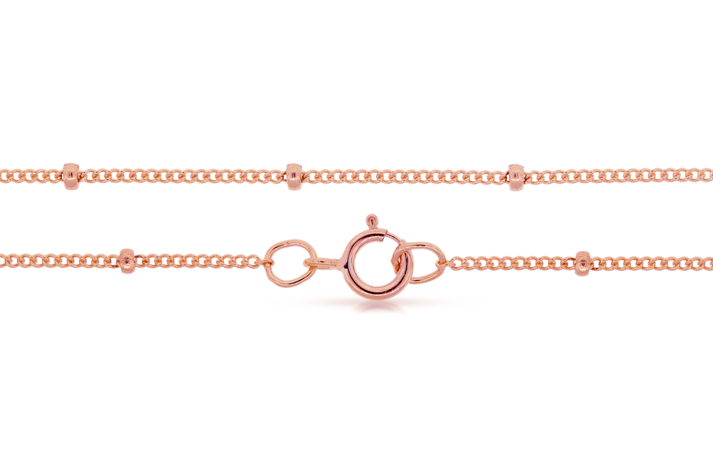 14Kt Rose Gold Filled 1mm 16" Satellite Curb Chain With Spring Ring Clasp - 1pc