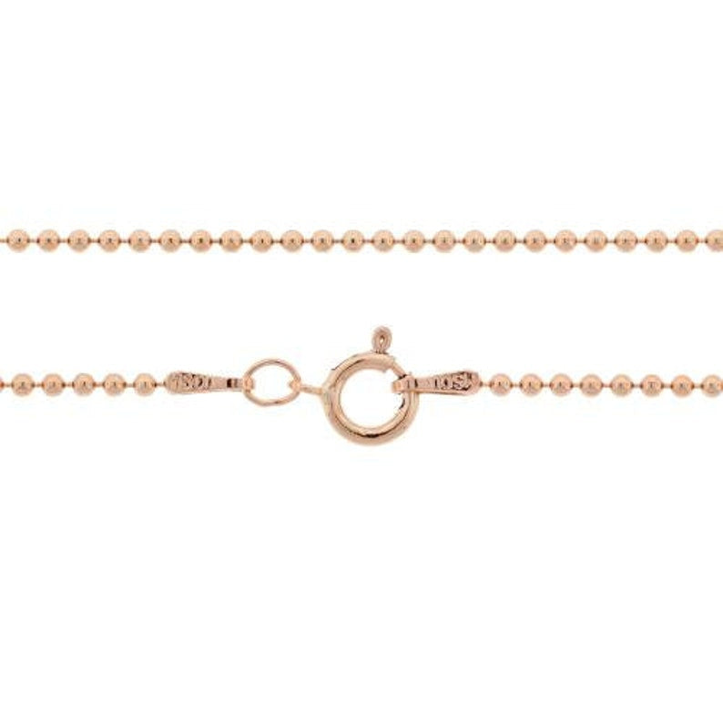 14Kt Rose Gold Filled 20" 1.5mm Ball Chain Necklace W/ Spring Ring Clasp - 1pc