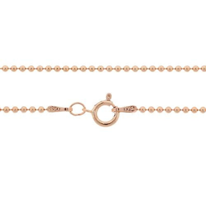 14Kt Rose Gold Filled 18" 1.5mm Ball Chain Necklace W/ Spring Ring Clasp - 1pc