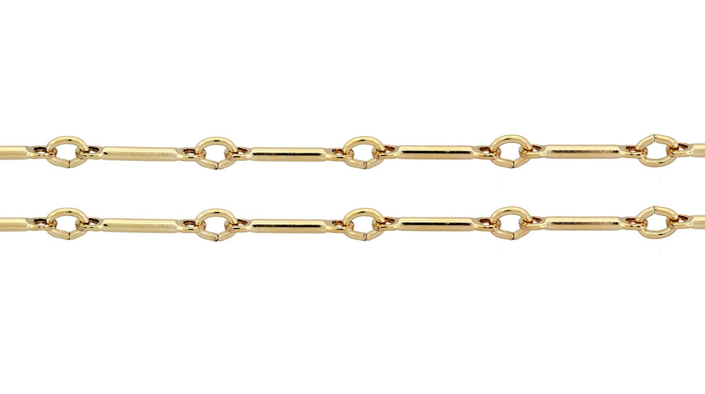 14Kt Gold Filled 0.9mm Straight Bar Link Chain - 5 Feet