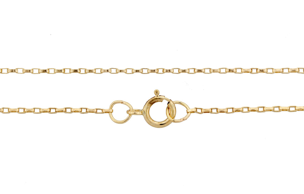 14Kt Gold Filled 1.6x0.8mm 16" Elongated Drawn Rolo Chain with 5.5mm Spring Ring Clasp - 1pc