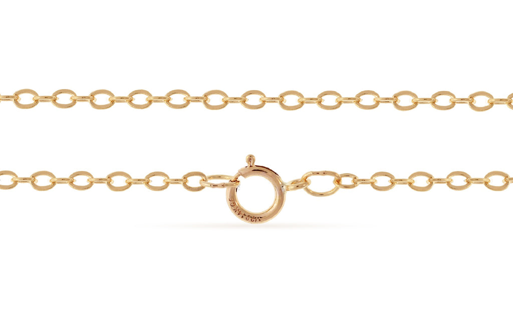 14Kt Gold Filled 16" 2.5x2mm Flat Cable Chain with Spring Ring Clasp - 1pc