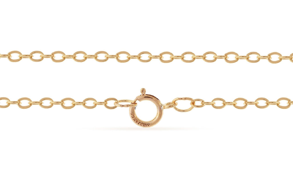 14Kt Gold Filled 24" 2.5x2mm Flat Cable Chain with Spring Ring Clasp - 1pc