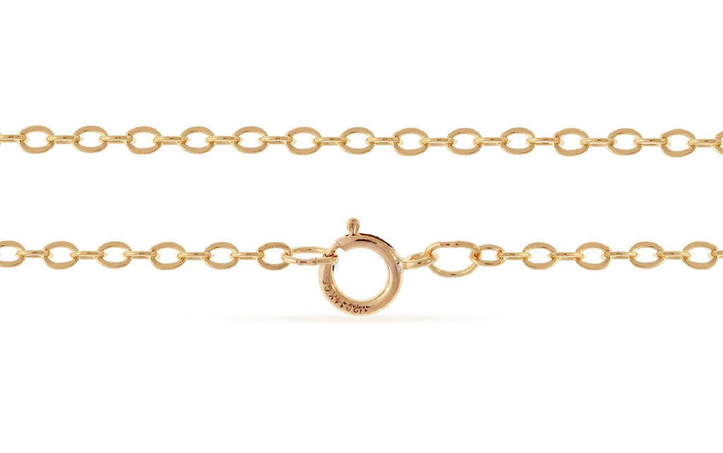 14Kt Gold Filled 22" 2.5x2mm Flat Cable Chain with Spring Ring Clasp - 1pc