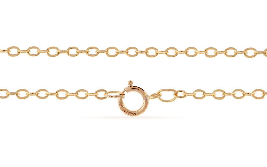 14Kt Gold Filled 18" 2.5x2mm Flat Cable Chain with Spring Ring Clasp - 1pc