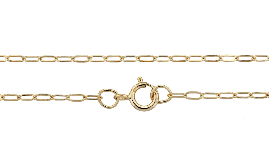 14Kt Gold Filled 18" Elongated Flat Drawn Cable Chain 3x1.3mm W/ Spring Ring Clasp - 1pc