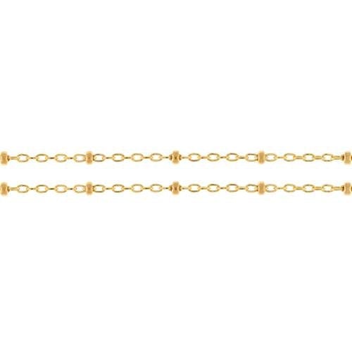 14Kt Gold Filled 1x1.6mm Heavy Satellite Chain with 2mm Bead - 100ft