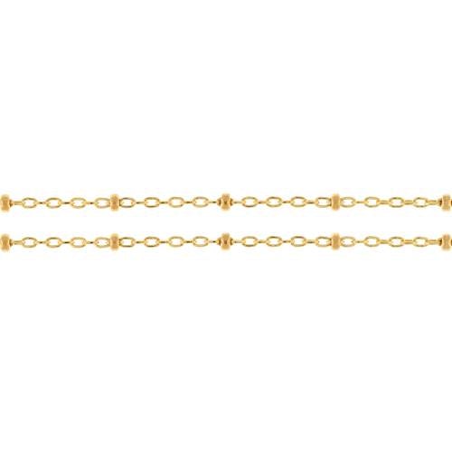 14Kt Gold Filled 1x1.6mm Heavy Satellite Chain with 2mm Bead - 20ft