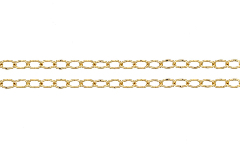 14Kt Gold Filled 3.2x2.4mm Hammered Cable Chain - 5 Feet