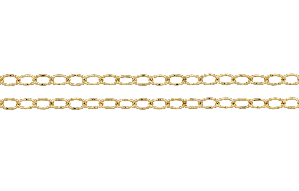 14Kt Gold Filled 3.2x2.4mm Hammered Cable Chain - 20ft
