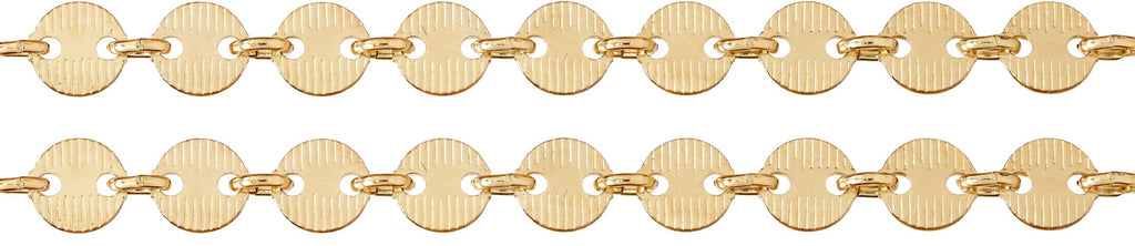 14Kt Gold Filled 4mm Flat Sequin Disc Chain with Pattern - 5ft