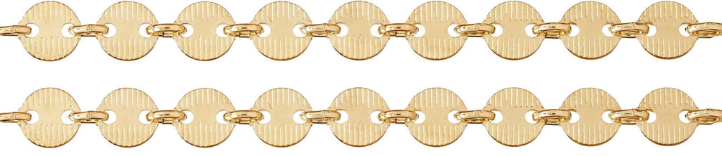 14Kt Gold Filled 4mm Flat Sequin Disc Chain with Pattern - 100ft