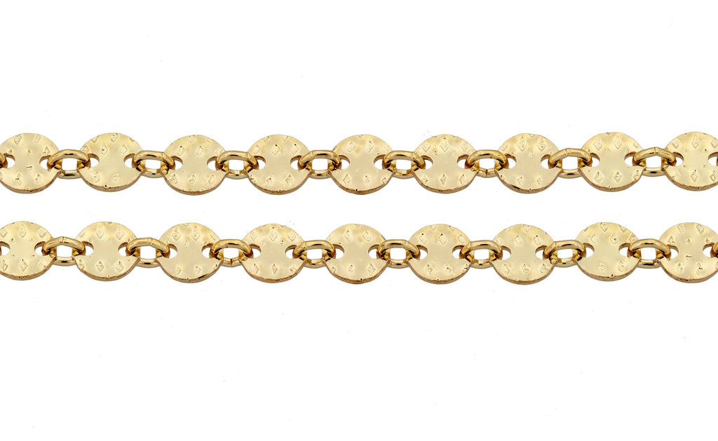 14Kt Gold Filled 4mm Hammered Sequin Disc Chain - 20ft