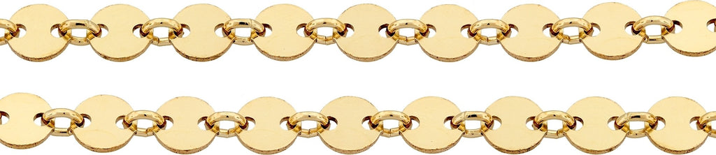 14Kt Gold Filled 4mm Plain Flat Sequin Disc Chain - 5ft