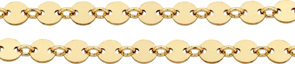 14Kt Gold Filled 4mm Plain Flat Sequin Disc Chain - 100ft