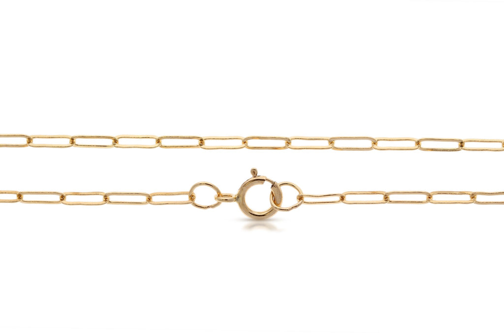 14Kt Gold Filled 5.2x2mm Elongated Drawn Flat Cable Chain 16" W/ 5.5mm Spring Ring Clasp  - 1pc