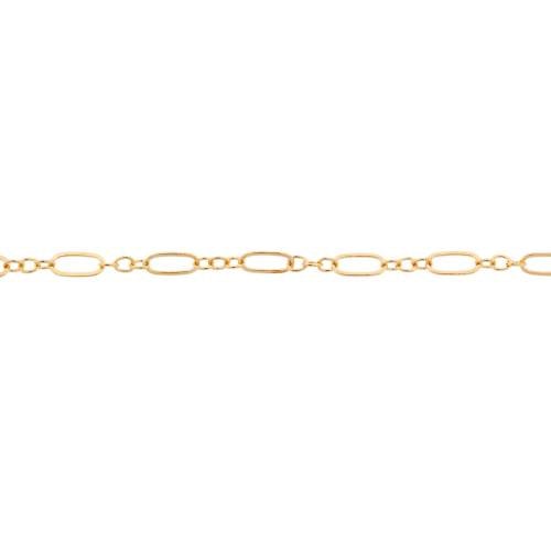 14Kt Gold Filled 5.5x3.3mm Flat Oval Long and Short Cable Chain - 20ft