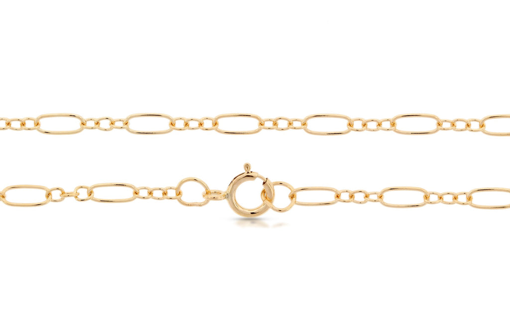 14Kt Gold Filled 5.6x2.6mm Oval Long and Short Cable Chain 18" with Spring Ring Clasp - 1pc