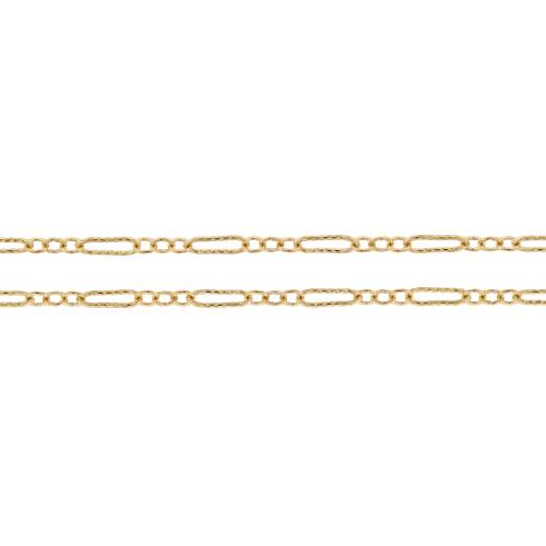 14Kt Gold Filled 5.7x2mm Long and Short Flat Corrugated Cable Chain - 20 Feet Spool