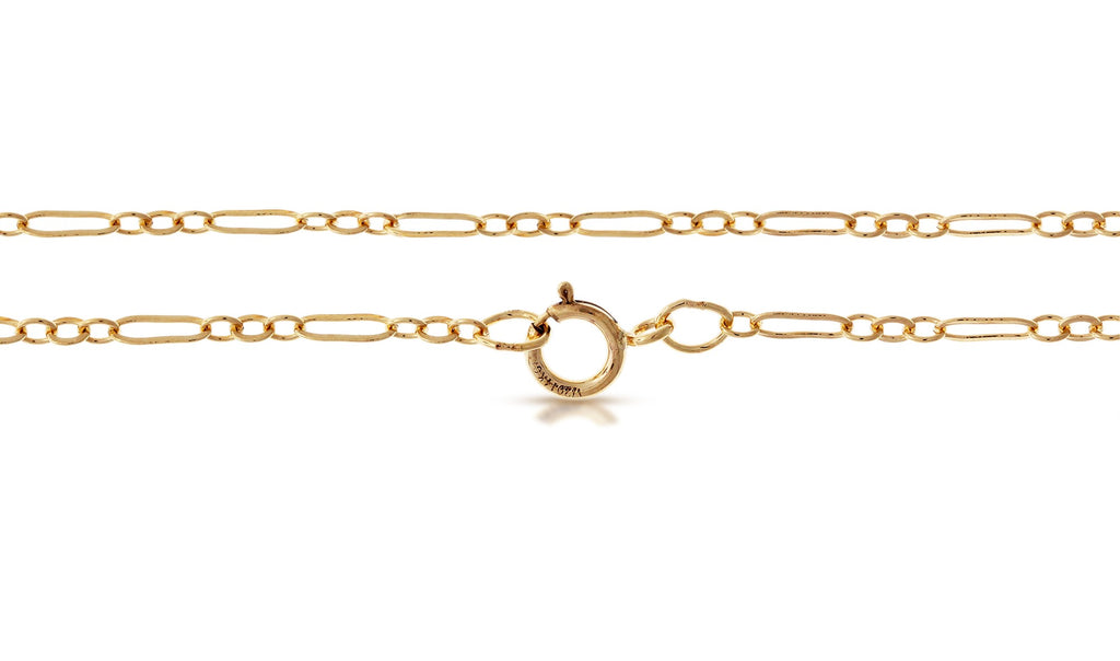 14Kt Gold Filled 5x1.5mm Flat Long and Short Cable Chain 16" with Spring Ring Clasp - 1pc