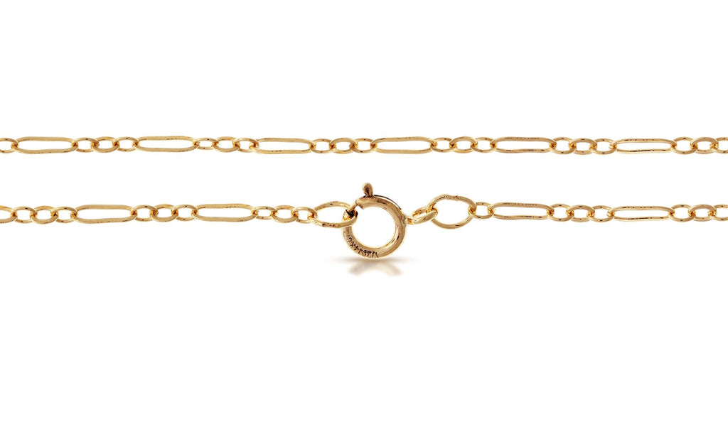 14Kt Gold Filled 5x1.5mm Flat Long and Short Cable Chain 18" with Spring Ring Clasp - 1pc