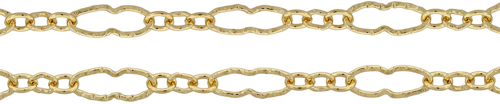 14Kt Gold Filled 7.9x2.9mm Patterned Peanut Chain - 5ft