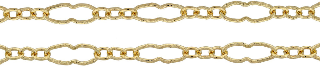 14Kt Gold Filled 7.9x2.9mm Patterned Peanut Chain - 20ft