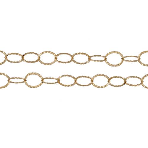 14Kt Gold Filled 8mm Diamond Cut Flat Round Cable Chain  - 5ft