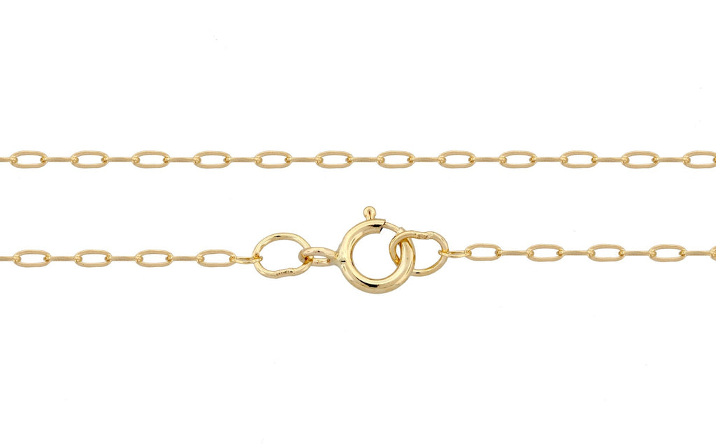 Necklace 16", 14Kt Gold Filled Elongated Drawn Cable Chain 2x1mm 16" with Spring Ring Clasp  - 1pc
