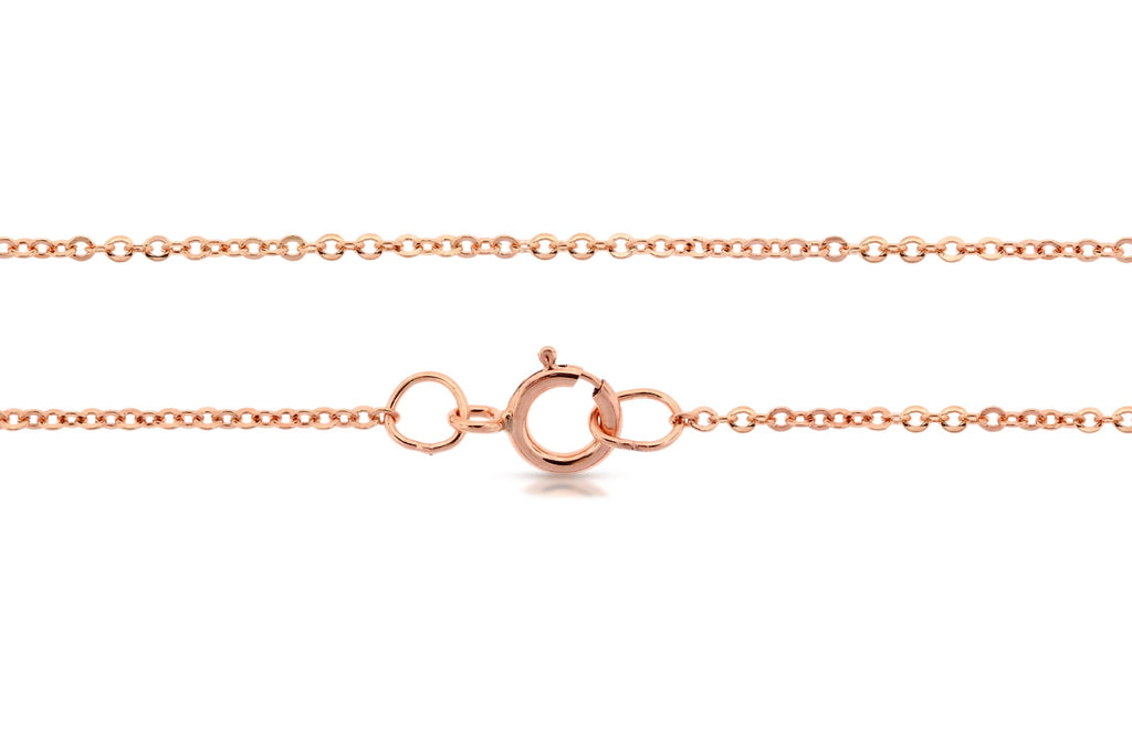 14Kt Rose Gold Filled 1.3x1mm Flat Cable Chain 18" with Spring Ring Clasp - 1pc