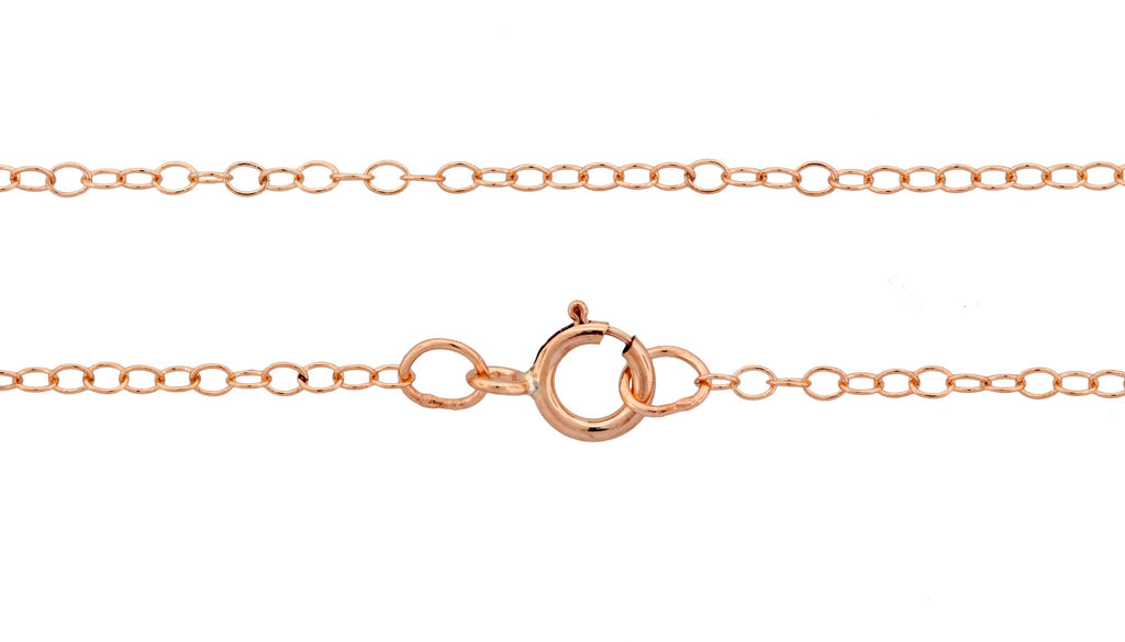 14Kt Rose Gold Filled 1.6x1.3mm 16" Cable Chain with Spring Ring Clasp - 1pc