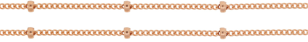 14Kt Rose Gold Filled 1mm Satellite Curb Chain W/ 2mm Bead - 5ft