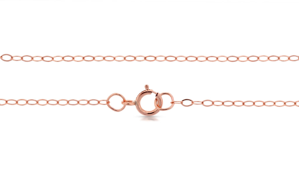 14Kt Rose Gold FIlled 2.2x1.7mm 18" Flat Cable Chain with Spring Ring Clasp - 1pc