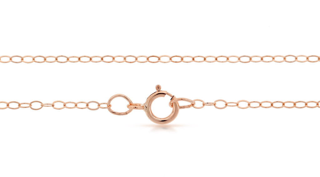 14Kt Rose Gold Filled 2x1.5mm 20" Flat Cable Chain with Spring Ring Clasp - 1pc