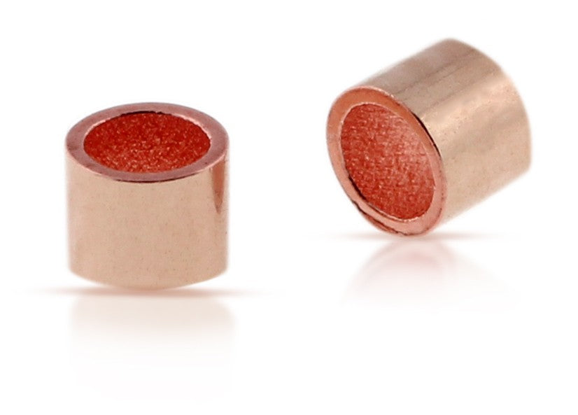 14Kt Rose Gold Filled 2x1mm Crimp Beads 1.4mm ID 100pcs pack Plazko